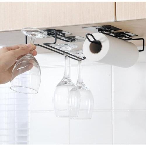 1PC Punch Free Wine Glass Holder Household Goblet Rack Wine Glass Upside Down Rack Plastic Wrap Storage Shelf