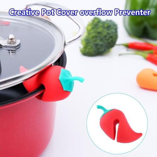 Pepper Shape Pot Cover Overflow Preventer Heat Proof Steam Releaser Pot Cover Holder Keep The Lid Open 6*3*3cm FP8