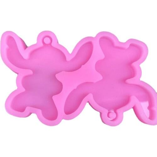 2 In One Anime Keychain Mold Pink Silicone Mold Diy Epoxy Resin Mold Jewelry Accessories with Holes For Earrings Summer 2021