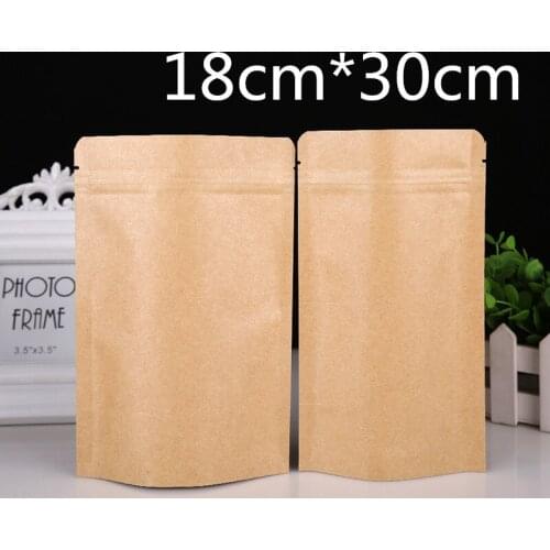 20Pcs/Lot 7.1''x11.8'' (18x30cm) Stand Up Brown Kraft Paper Aluminum Foil Zip Lock Coffee Nuts Storage Bag Zipper Doypack Pouch