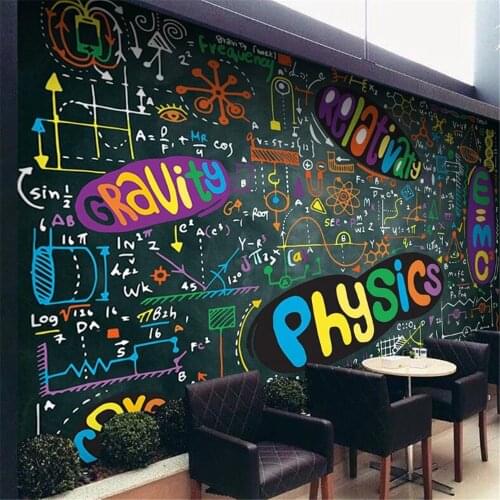 Milofi custom 3D photo wallpaper mural Nordic hand-painted colorful chalk formula blackboard background wall