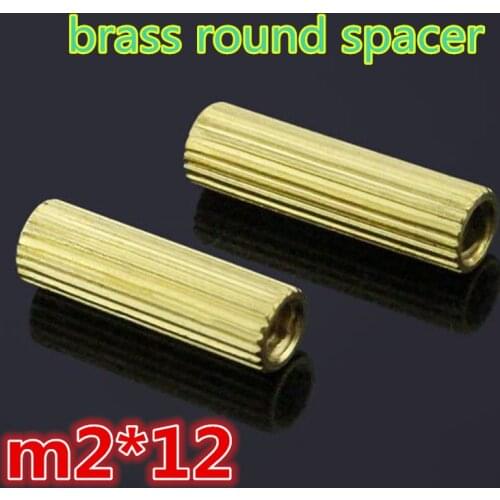 500pcs m2*12 brass knurled round spacer standoff female to female for CCTV camera L=12mm