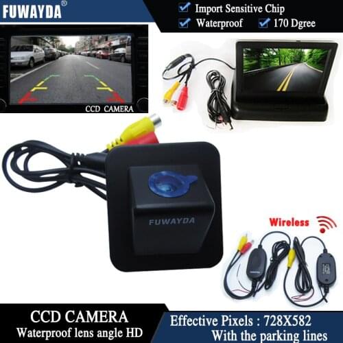 FUWAYDA Wireless Color CCD Chip Car Rear View Camera for Hyundai Elantra Avante 2012 + 4.3 Inch foldable LCD TFT Monitor HD
