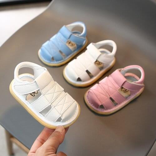 1-2 years Summer Infant Toddler Shoes Baby Girls Boys Sandals bottom Genuine Leather Anti-collision Children First Walkers Shoes