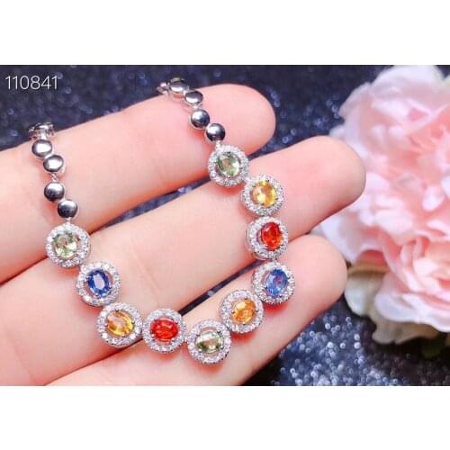 Natural color sapphire bracelet, fashionable, 925 silver novel design, womens favorite jewelry