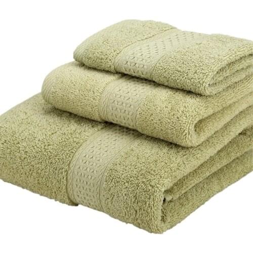 3pcs Cotton Bath Towel Set Solid Bathtowel + Face Hand Towel + Handkerchief serviette de bain Men Women Shower Towels Bathroom