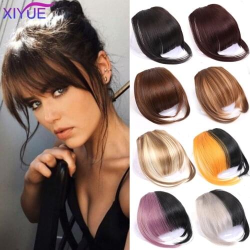 XIYUE Short Synthetic Bangs Heat Resistant Hairpieces Hair Women Natural Short Fake Hair Bangs Hair Clips For Extensions Black