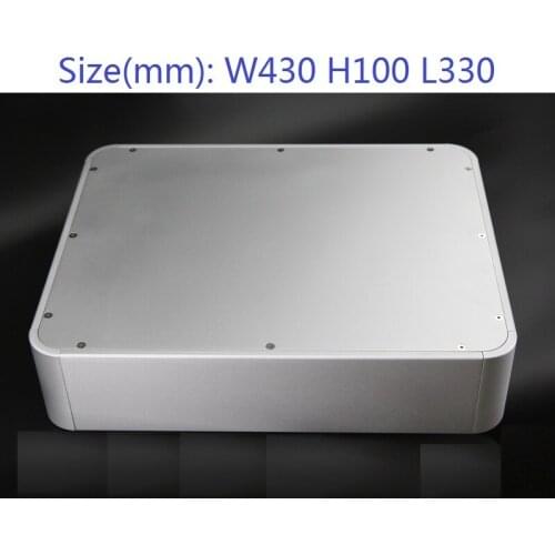 Size W430 H100 L330 Silver Full Aluminum Chassis Amplifier Case Preamp Enclosure DAC Box