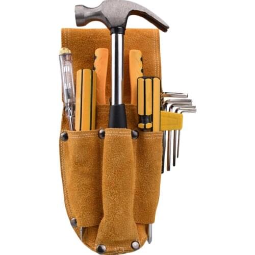 Leather Tool Bag Waist Pack Electrician Repair Kit Portable Carpenter Electrician Accessories Bag Labor Insurance Tool Box