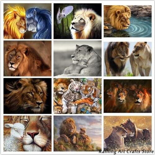 Full Square Round Drill 5D Diy Diamond Painting Lion Cross Stitch Kits Embroidery Animals Mosaic Rhinestones Handmade Home Decor
