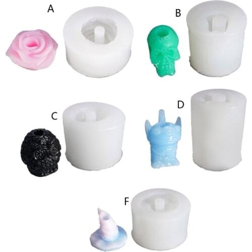 Cute Rose Flower Straw Topper Silicone Mold Skull ET Cap 8mm Straws Topper Mold A0NF