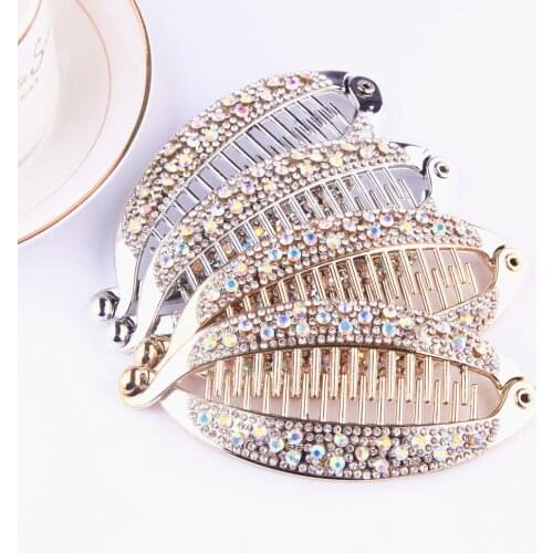 Fashion Crystal Rhinestone Fish Shape Hair Claw Clips Jewelry Banana Barrettes Hairpins Hair Accessories For Women Headwear