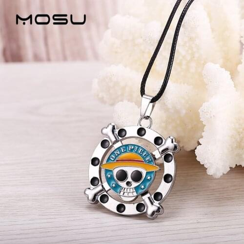 MOSU Hot Anime One Piece Necklace Rotatable Luffy cosplay pendant High Quality metal Jewelry can dropshipping