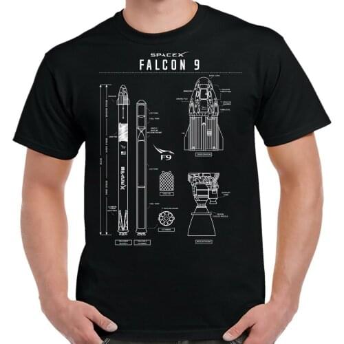 SpaceX Falcon 9 Blueprint Shirt Mens summer cotton o-neck t-shirt