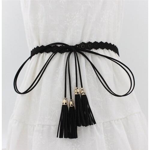 New Ladies Belts Fashion National Style Hollow Tassel Tie Strap Waist Chain Womens Waistband Dress Accessories