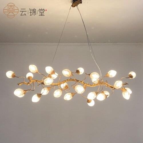 ODYSEN ART DECO Copper Tree Branches Bubbles Handmade Glass Lampshade Vintage Indoor Lighting Fixture Chandelier Kitchen Island