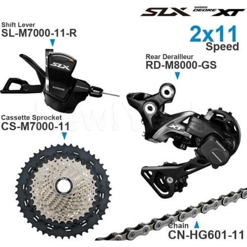 Shimano SLX DEORE XT M7000 2x11speed Groupset with Shifter and M8000 Rear Derailleur M8000 Cassette Sprocket Chain Original