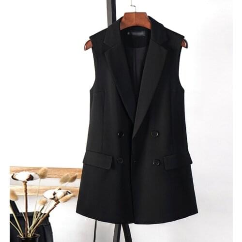 High quality autumn womens sleeveless jacket casual black female blazer New Elegant Slim Belt Ladies Jacket Vest temperament