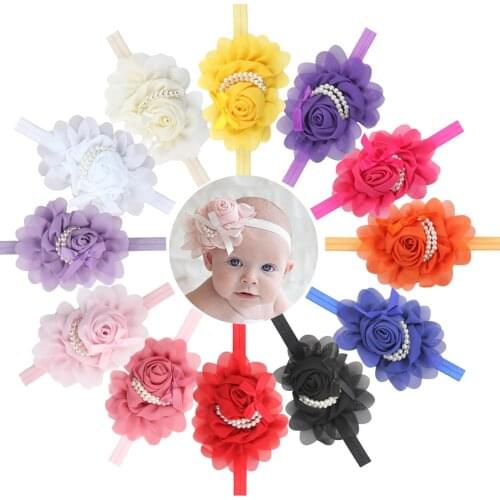Baby headband girl Infant hair accessories clothes band Flower Pearl newborn Headwear headwrap hairband Toddlers children