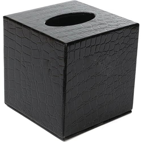 Durable Room Car PU Leather Square Tissue Box Paper Holder Case Cover Napkin Color:Black crocodile pattern,Size: 13.8 * 13.8 * 1