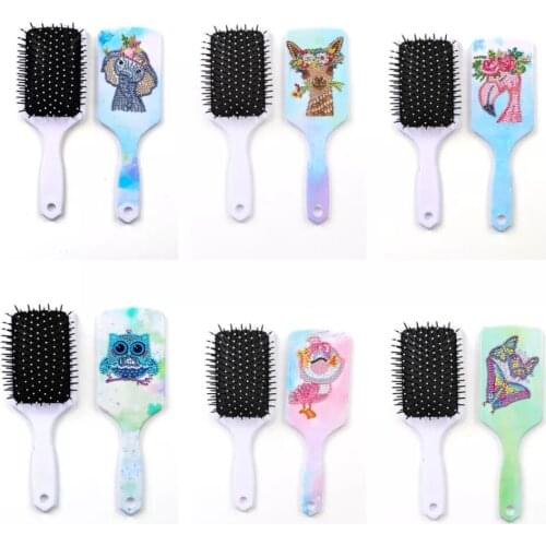 Women Diamond Painting Air cushion comb Mosaic Animal Pattern Air Cushion Comb Resin DIY 5D Diamond Painting Kit Hairbrush gift