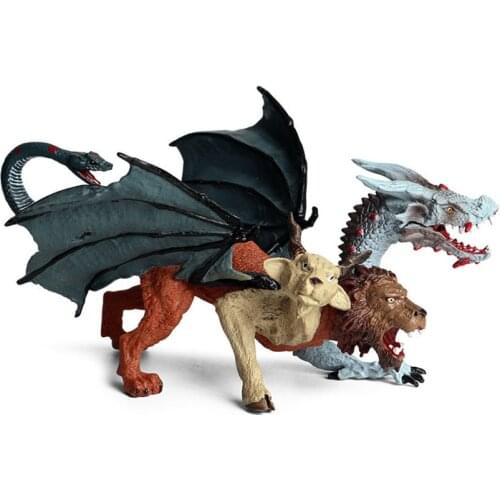 Lifelike Greek Mythology Chimera Model Three-headed Flying Dragon Toys for Children Kids Gift Collectible Decor 17cm
