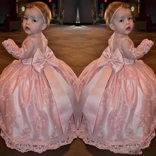 Luxury Little Girls Pageant Dresses Lace 3D Floral Appliqued Beads Jewel Neck Lace Flower Girl Dress for Wedding Party Gowns Pri