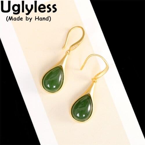 Uglyless Nobel Blue Sand Stones Water Drop Dress Earrings for Women Solid 925 Sterling Silver Earring Shinning Statement Jewelry