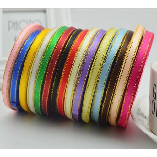 Silk Satin Gold Ribbon 6mm 25Yards 22 Meters DIY Handmade Craft Wedding Party Decoration Gift Wrapping Scrapbooking Supplies
