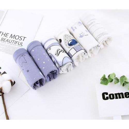 SP&CITY 6pcs Cute Bear Patterned Soft Seamless Underwear Women Cotton Cartoon Animal Kawaii Underwear Sanitary Grils Lingerie