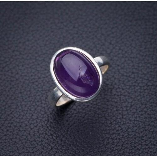 StarGems Natural Amethyst Handmade 925 Sterling Silver Ring 6.5 D7908