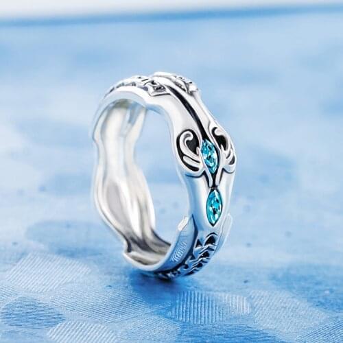 The Legend of Qin Sword Ring Chinese Anime 925 sterling silver rings men blue decoration comics cartoon gift