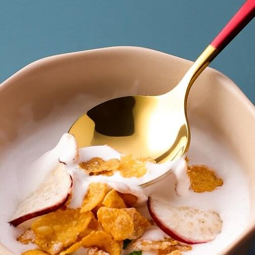 Titanium-plated stainless steel household creative hotel coffee spoon Western food spoon small round dessert caffe spoon