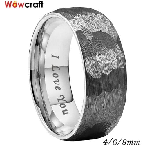 Great Craftsmanship-Hammered Tungsten Carbide Rings 6mm 8mm for Men Women Wedding Band Brushed Finish Domed Comfort Fit