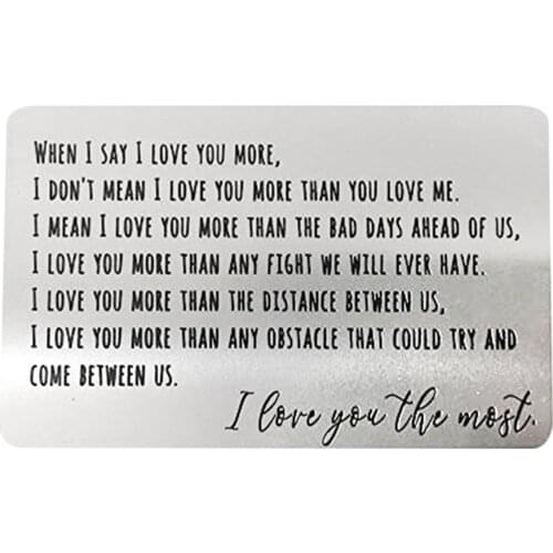 Stainless Steel Card with Love Letter for Women Valentines Day Gift Purse Accessories for Every Day E7