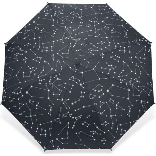 12 Constellation White Black Foldable Umbrella Rain Kids Universe Galaxy Space Stars Automatic Umbrella Windproof Guarda Chuva