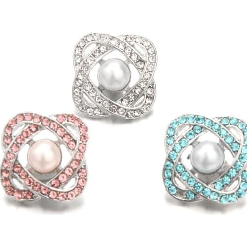 10pcs/lot New Snap Jewelry Elegant Crystal Flowers Snap Buttons for 18mm 20mm Snap Bracelet for Women fashion jewelry