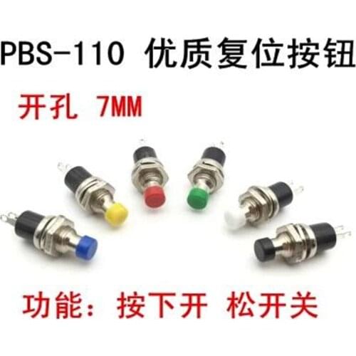 10pcs PBS-110 7MM Momentary Push Button Switch Press The Reset Switch Momentary ON OFF Push Button Micro Switch Normally Open NO