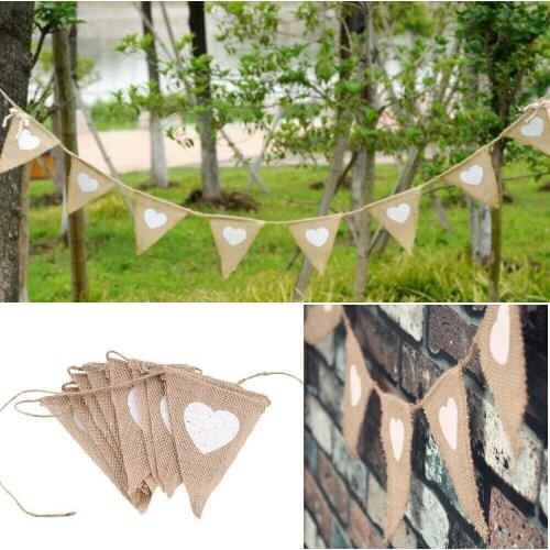 13 Flags Banner White Heart Shape Triangle Flags DIY Wedding Party Decoration