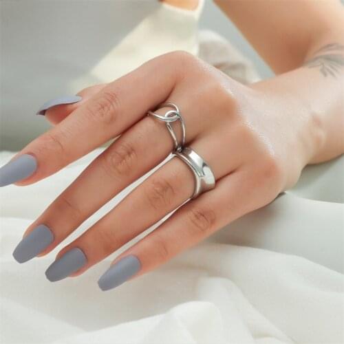 2021 Fashion Simple Design anillos Vintage Silver Color Joint Rings Sets for Women Jewelry Korean Version Joint Rings