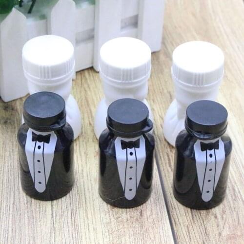 300pcs Bride & Groom Dress Empty Soap Bubbles Bottles Blowing Bubbles Tool for Wedding Party Favors Supplies W9860