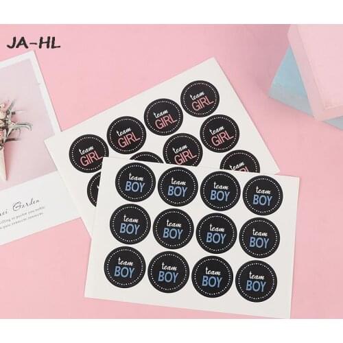 48pcs 4cm Team Boy Team Girl Stickers Boy or Girl Vote Sticker Party Creative Decoration Baby Supplies