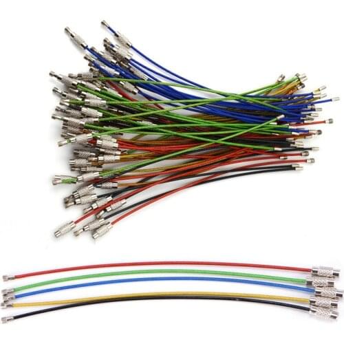 5/10pcs Colorful Screw Locking Stainless Steel Wire Keychain Cable Rope Key Holder Keyring Key Chain Rings Cable Outdoor Tools