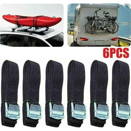 6Pack Lashing Straps up to 330lbs, Made of Zinc Alloy & High Tenacity Polyester,Surfboard Kayak SUP Cargo Tie Down (Black)
