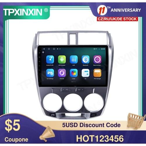 4+64G Android 10.0 For Honda City 2008-2013 Car Multimedia Player GPS Navigation Head Unit Auto Radio Audio Stereo Tape Recorder