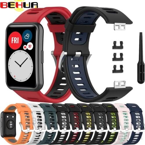 BEHUA Strap Wristband For Huawei Watch Fit Replacement Bracelet with Tool Sports Soft Silicone Correa Accessories Belt Watchband