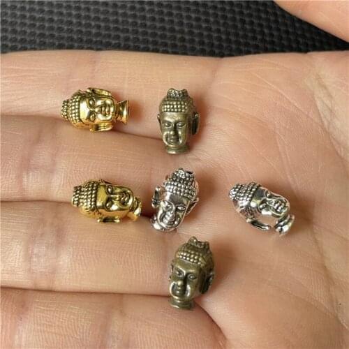 JunKang 10pcs 9*13mm Three Color Buddha Head Portr Bead Spacer Charms For Diy Bracelets Jewelry Handmade Making