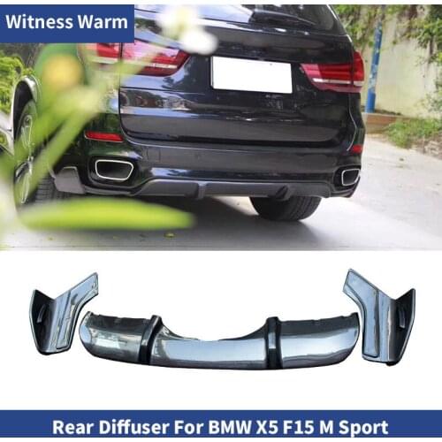 For X5 Carbon Fiber Rear Bumper Diffuser Lip Spoiler with Splitters for BMW F15 X5 M-tech sport bumper Only 2014 - 2018