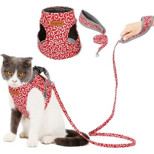 Pet Cat Adjustable Harness Vest with Leash Escape Proof Cats Soft Mesh Vest Easy Control Cat Breathable Harness Vest Pet Supply
