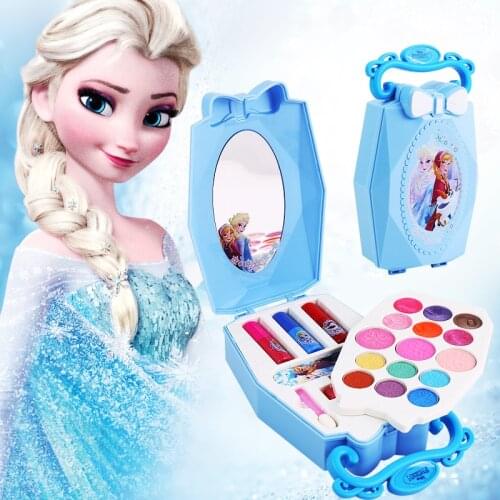 Girls Frozen snow princess elsa anna Beauty Makeup toys with Box Nail polish Eyeshadow Blush Play Makeup Fashion Toys